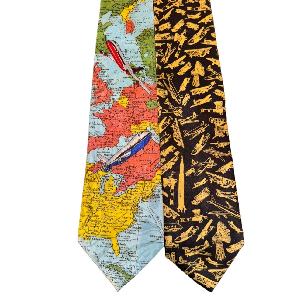 Set of Two Men’s Ties Aviation Enthusiasts Ties